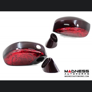 Nissan GT-R R35 Mirror Covers in Carbon Fiber - Red Candy w/ Airbrushed Design